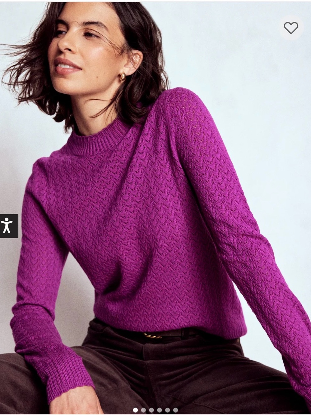 Boden Bright Purple Textured Crewneck Sweater